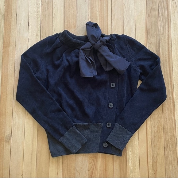 COS Bow-Detailed Navy Blue Knit Cardigan - Sz XS - Picture 4 of 16